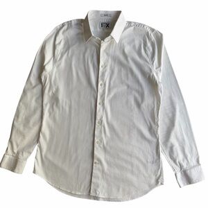 Express 1MX Slim Fit White Dress Shirt (L)